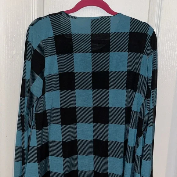 Plaid Black and Teal top - Picture 3 of 5